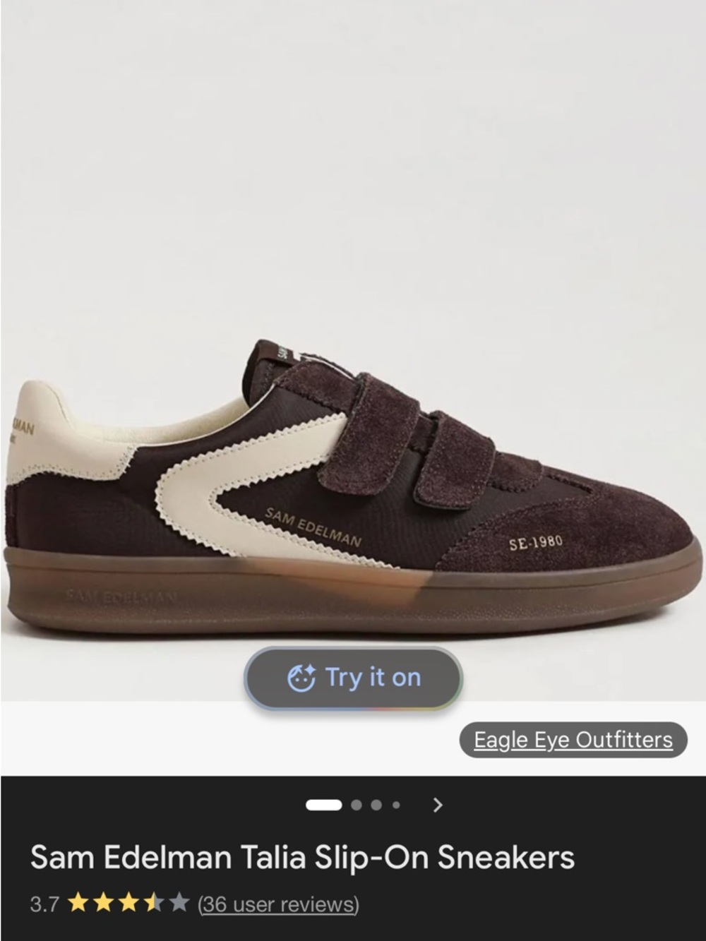 Sam Edelman' Talia Slip-On Sneakers in Dark Brown and Cream